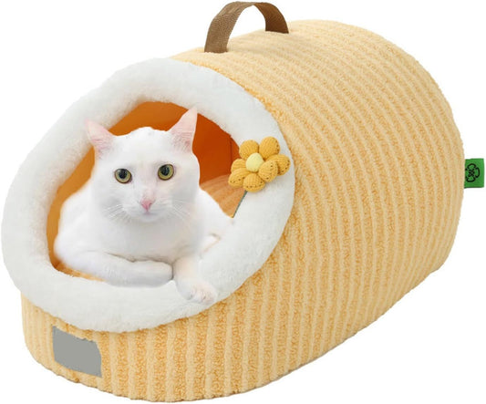 Maison de chat pour chats Lits de chat pour chats d'intérieur, lit de chat, avec coussin amovible lavable, coussin, calmant, confortable, doux, chat, caverne - Ivory Deals Market