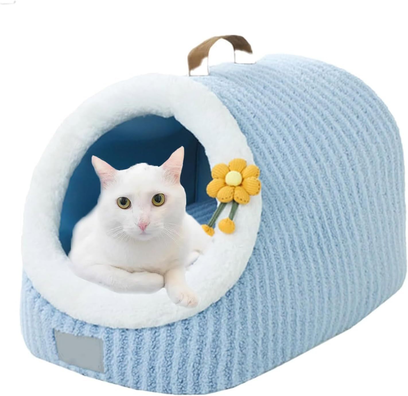 Maison de chat pour chats Lits de chat pour chats d'intérieur, lit de chat, avec coussin amovible lavable, coussin, calmant, confortable, doux, chat, caverne - Ivory Deals Market