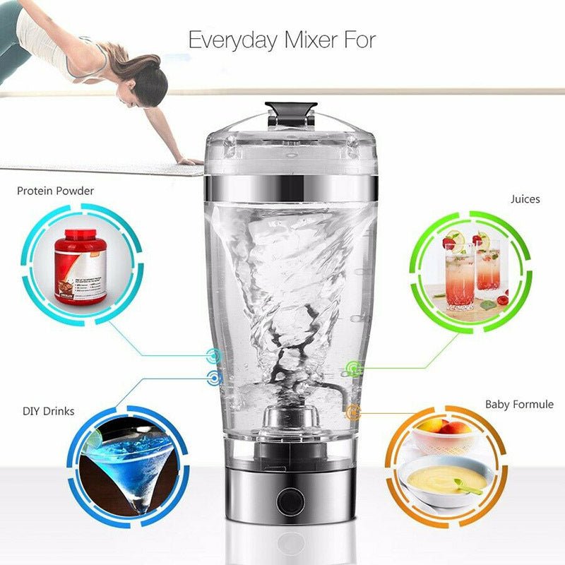 Mélangeur électrique de shake protéiné USB, bouteille de shake, mélangeur de lait, bouilloire de café, tasse de shaker électrique rechargeable pour le sport et la remise en forme - Ivory Deals Market