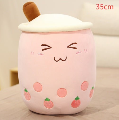 Mignon Fruit Boisson Peluche Rembourré Doux Fraise Lait Thé Peluche Boba Tasse Jouet Coussin Thé aux Perles Cadeau pour Enfants - Ivory Deals Market